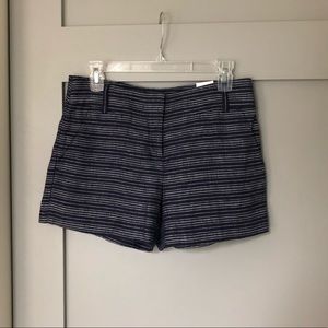 Navy & white striped linen shorts